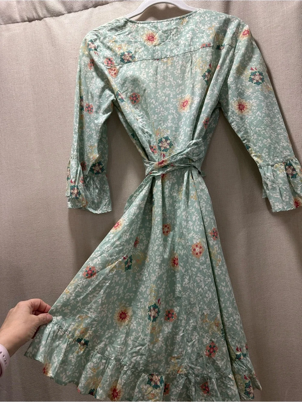 Odd Molly Incorporated Sample Wrap Dress Boho Mint Floral Ruffle Dress